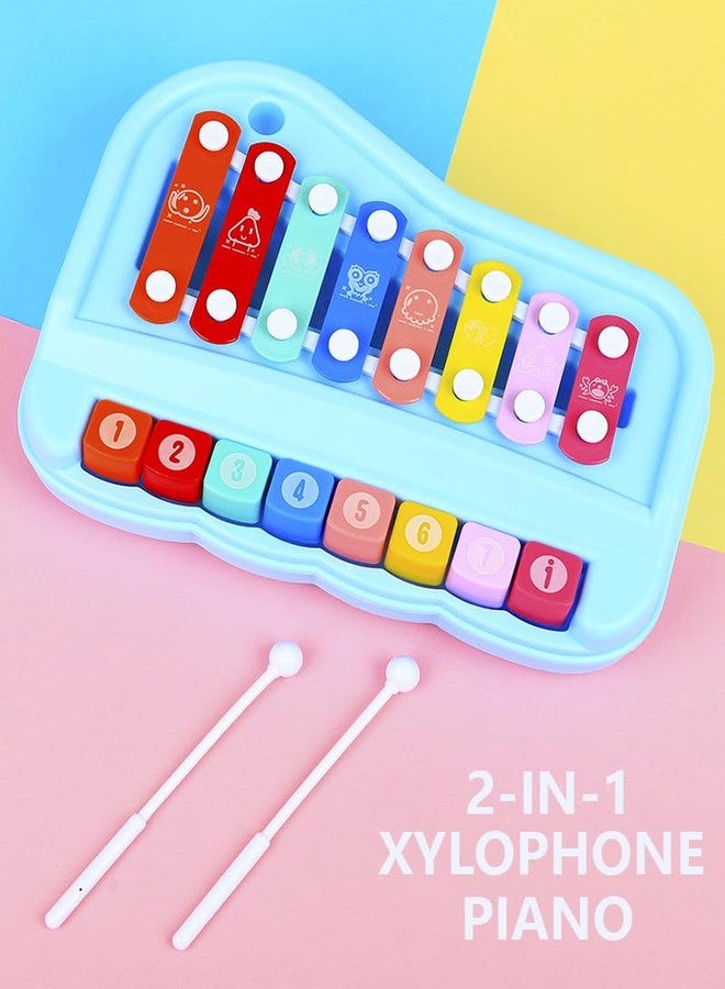 Liyujuping 2 in 1 Piano Xylophone for Toddlers ,8 Multicolored Cause and Effect Toys Baby Xylophone,Musical Instrument Toy Piano for Toddlers (Blue) - Image 3